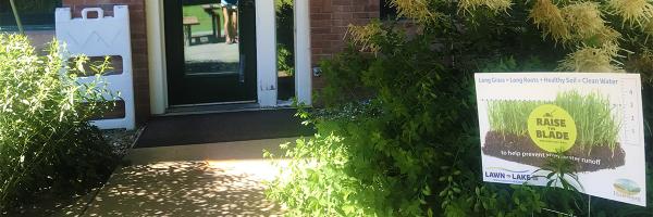 The Town of Hinesburg, Vermont, with support from the Hinesburg Conservation Commission, recently joined a growing list of participants including the Town of Shelburne in endorsement of the Raise the Blade lawn care campaign for stormwater management. Raise the Blade sign in front of Hinesburg town office